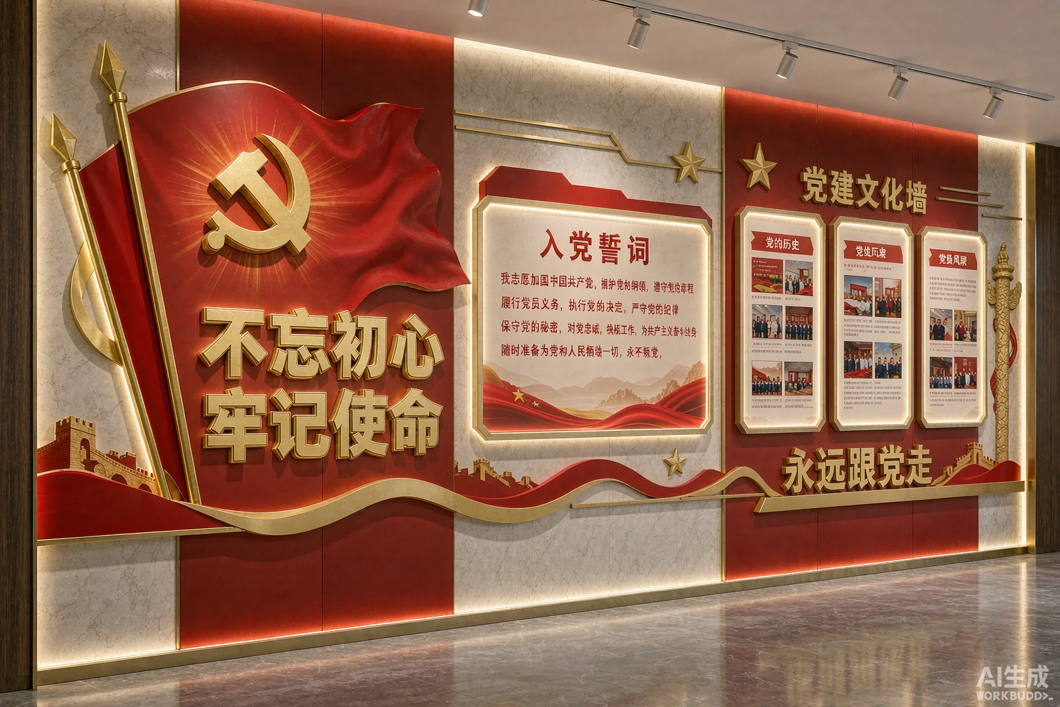 司法局党建文化墙与党员活动室案例：把‘红色阵地’做进细节里 案例实景